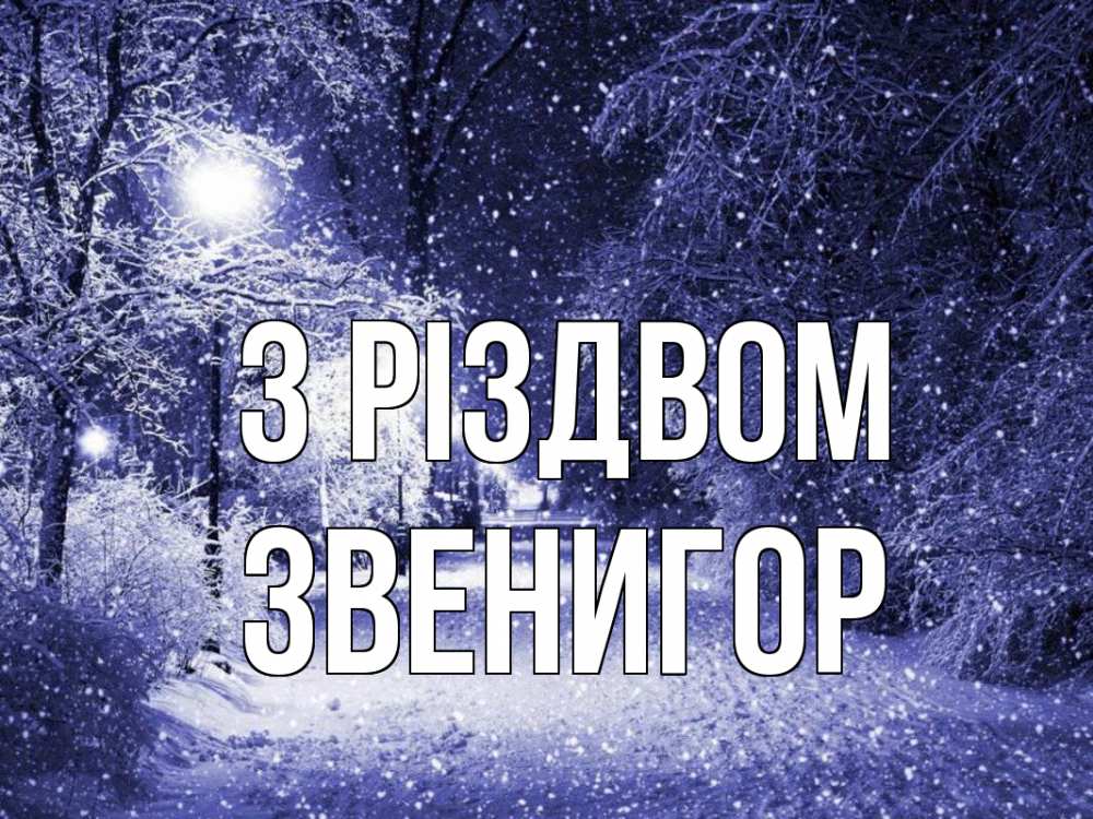 Открытка на каждый день з підписом, Звенигор З Різдвом зима, снег, фонарь Прикольна листівка з побажанням онлайн скачати безкоштовно 