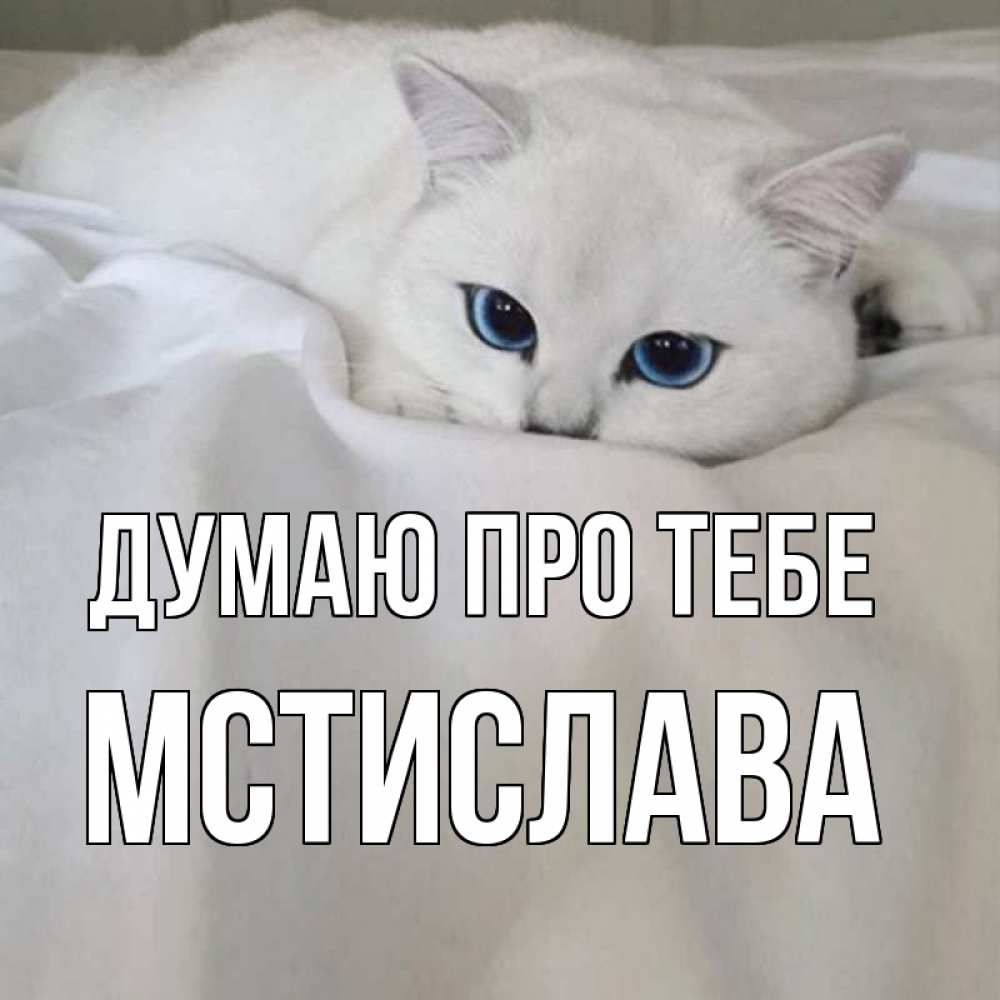 Открытка на каждый день з підписом, Мстислава Думаю про тебе я очень по тебе скучаю и тоскую Прикольна листівка з побажанням онлайн скачати безкоштовно 