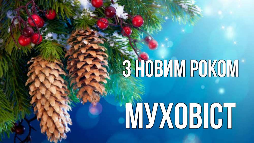 Открытка на каждый день з підписом, Муховіст З новим роком Новый год, ель, шишки Прикольна листівка з побажанням онлайн скачати безкоштовно 
