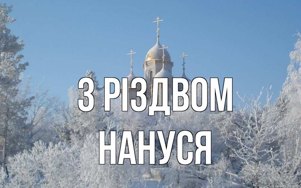 Открытка на каждый день з підписом, Нануся З Різдвом храм, зима, лес, церковь Прикольна листівка з побажанням онлайн скачати безкоштовно 