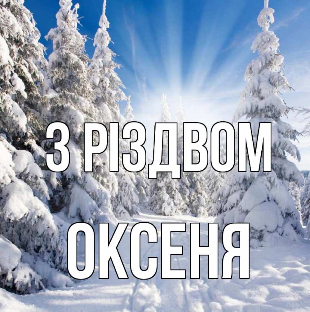 Открытка на каждый день з підписом, Оксеня З Різдвом зима, лес Прикольна листівка з побажанням онлайн скачати безкоштовно 