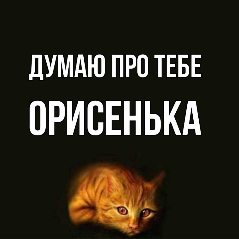 Открытка на каждый день з підписом, Орисенька Думаю про тебе рыжий Прикольна листівка з побажанням онлайн скачати безкоштовно 