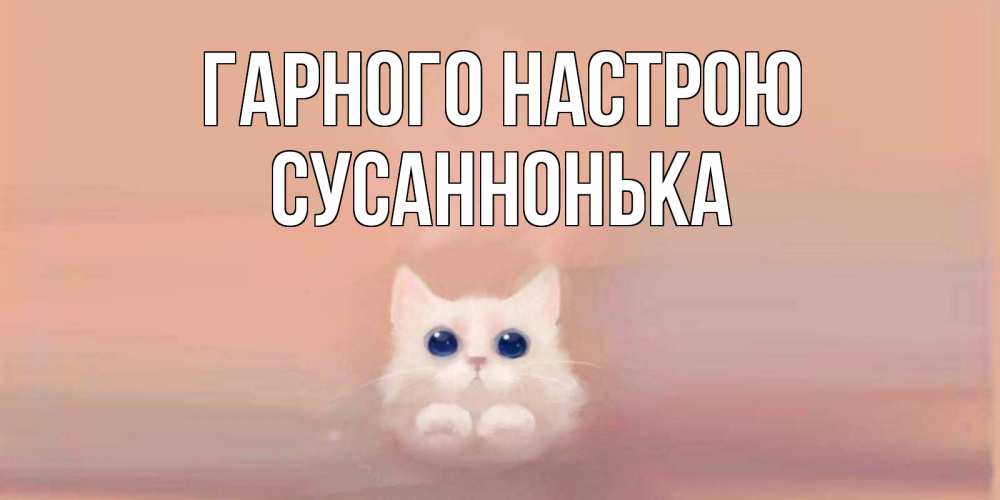 Открытка на каждый день з підписом, Сусаннонька Гарного настрою кошка Прикольна листівка з побажанням онлайн скачати безкоштовно 