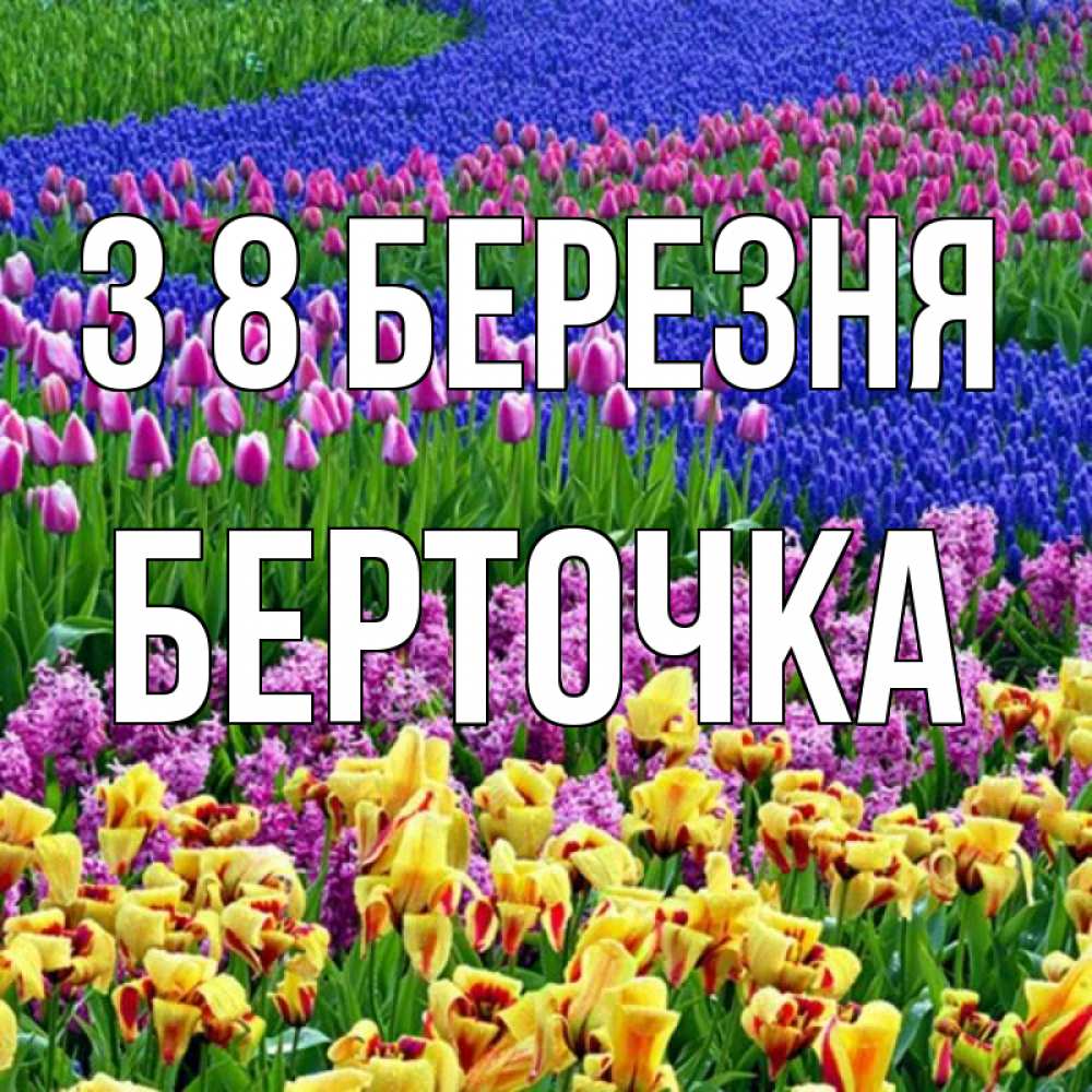 Открытка на каждый день з підписом, Берточка З 8 БЕРЕЗНЯ цветы Прикольна листівка з побажанням онлайн скачати безкоштовно 