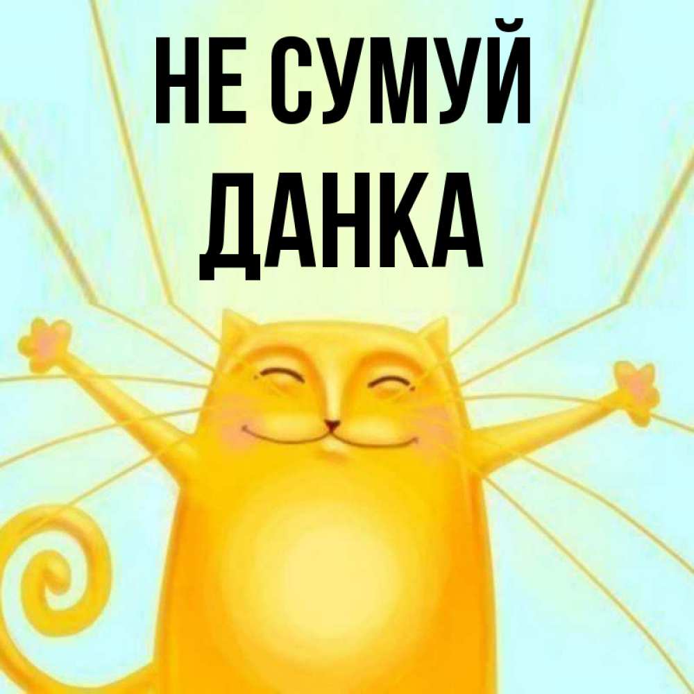 Открытка на каждый день з підписом, Данка Не сумуй обнимашки усатые Прикольна листівка з побажанням онлайн скачати безкоштовно 