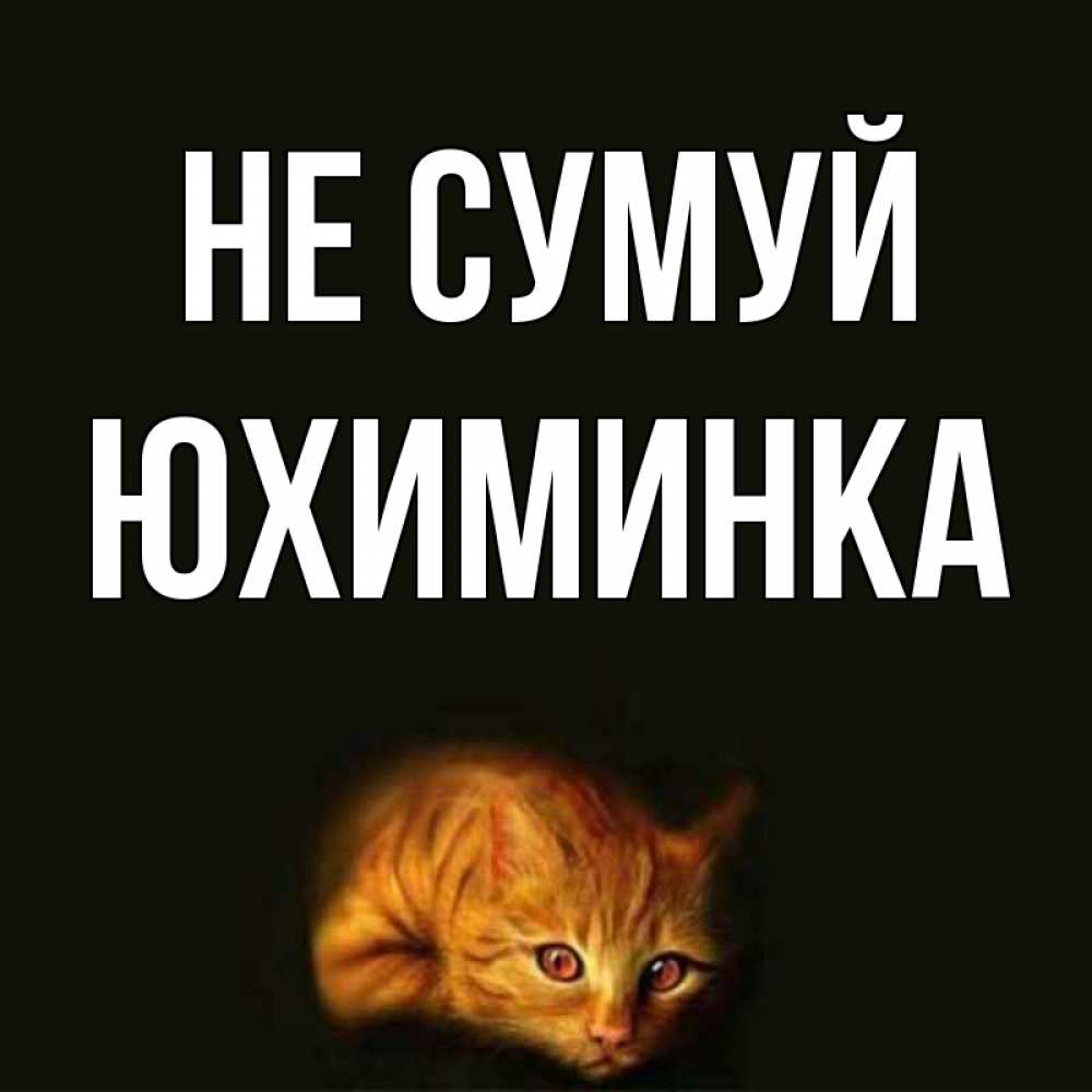 Открытка на каждый день з підписом, Юхиминка Не сумуй лежащий кот в темноте Прикольна листівка з побажанням онлайн скачати безкоштовно 