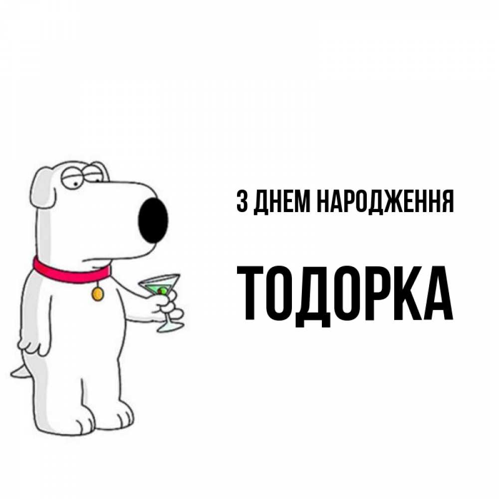 Открытка на каждый день з підписом, Тодорка З Днем народження песик с оливками Прикольна листівка з побажанням онлайн скачати безкоштовно 