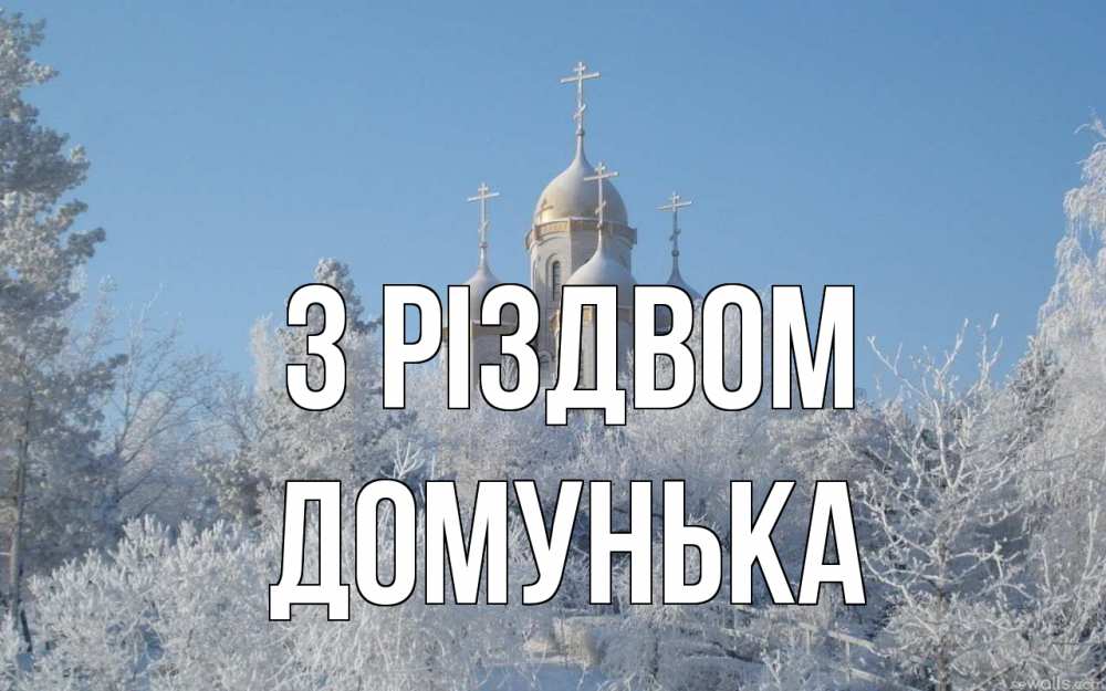 Открытка на каждый день з підписом, Домунька З Різдвом храм, зима, лес, церковь Прикольна листівка з побажанням онлайн скачати безкоштовно 