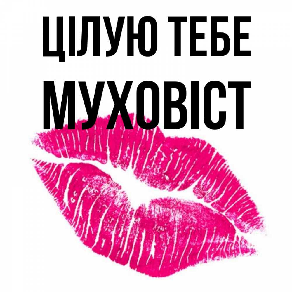 Открытка на каждый день з підписом, Муховіст Цілую тебе след от помады Прикольна листівка з побажанням онлайн скачати безкоштовно 