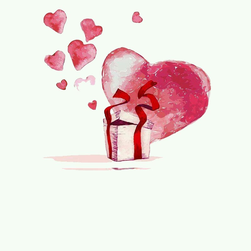 Открытка Открытка с сердечком и подарком признание в любви для парня или девушки Цілую тебе 