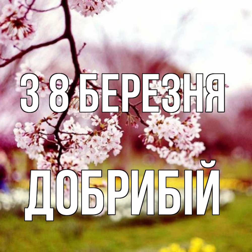 Открытка на каждый день з підписом, Добрибій З 8 БЕРЕЗНЯ яблоня Прикольна листівка з побажанням онлайн скачати безкоштовно 
