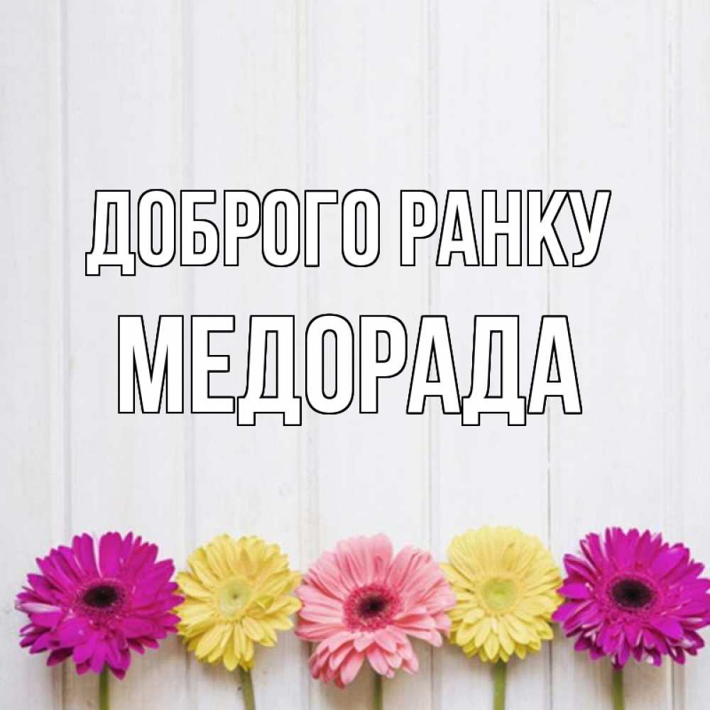 Открытка на каждый день з підписом, Медорада Доброго ранку красный желтый и розовый цветок Прикольна листівка з побажанням онлайн скачати безкоштовно 