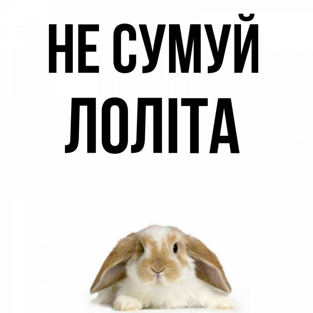 Открытка на каждый день з підписом, Лоліта Не сумуй коричнево белый заяц с большими ушками Прикольна листівка з побажанням онлайн скачати безкоштовно 