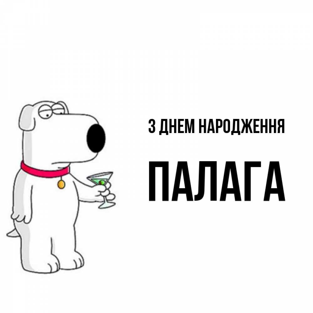 Открытка на каждый день з підписом, Палага З Днем народження песик с оливками Прикольна листівка з побажанням онлайн скачати безкоштовно 
