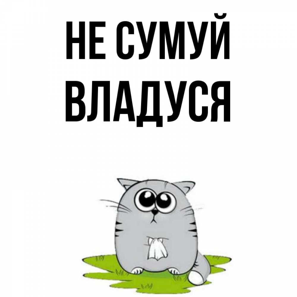 Открытка на каждый день з підписом, Владуся Не сумуй грустный котяра Прикольна листівка з побажанням онлайн скачати безкоштовно 