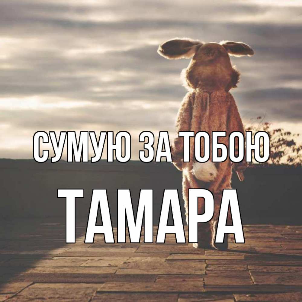 Открытка на каждый день з підписом, Тамара Сумую за тобою даже в костюме зайца Прикольна листівка з побажанням онлайн скачати безкоштовно 