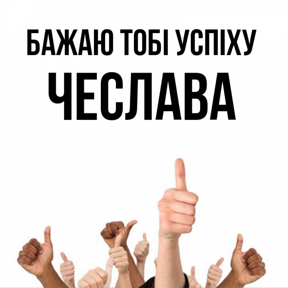 Открытка на каждый день з підписом, Чеслава Бажаю тобі успіху молодцом Прикольна листівка з побажанням онлайн скачати безкоштовно 