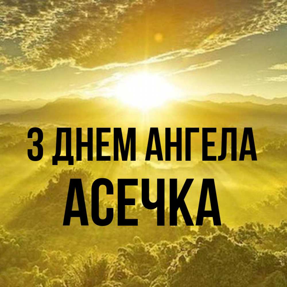Открытка на каждый день з підписом, Асечка З Днем ангела леса и небо в желтом Прикольна листівка з побажанням онлайн скачати безкоштовно 