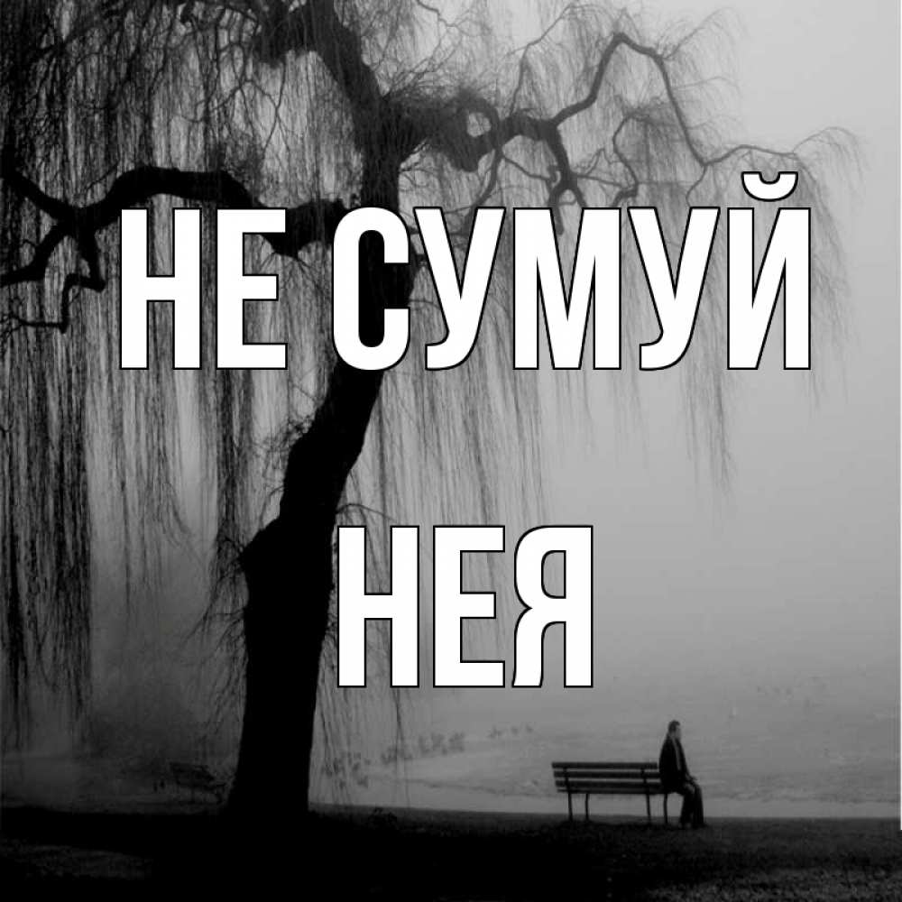 Открытка на каждый день з підписом, Нея Не сумуй висящие ветки дерева и лавочка под деревом Прикольна листівка з побажанням онлайн скачати безкоштовно 