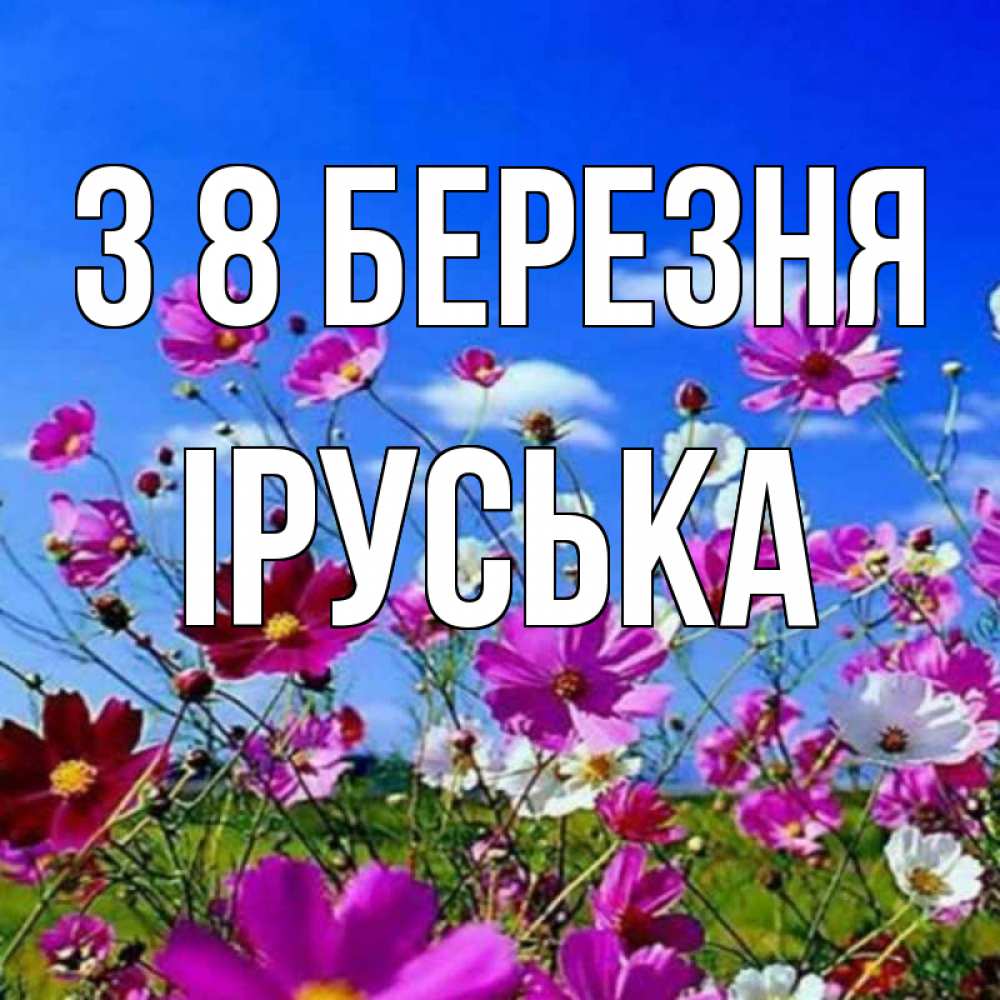 Открытка на каждый день з підписом, Іруська З 8 БЕРЕЗНЯ цветы Прикольна листівка з побажанням онлайн скачати безкоштовно 