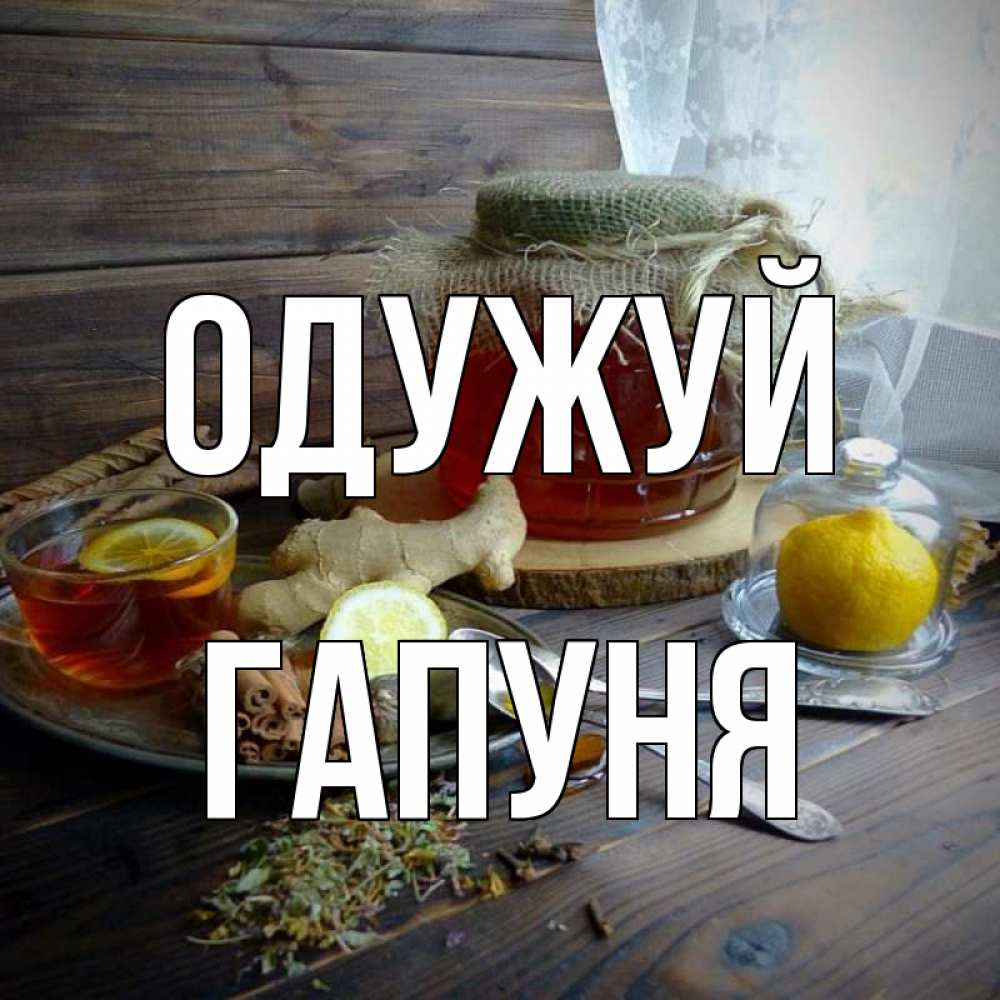 Открытка на каждый день з підписом, Гапуня Одужуй банка с медом Прикольна листівка з побажанням онлайн скачати безкоштовно 