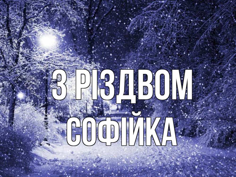 Открытка на каждый день з підписом, Софійка З Різдвом зима, снег, фонарь Прикольна листівка з побажанням онлайн скачати безкоштовно 