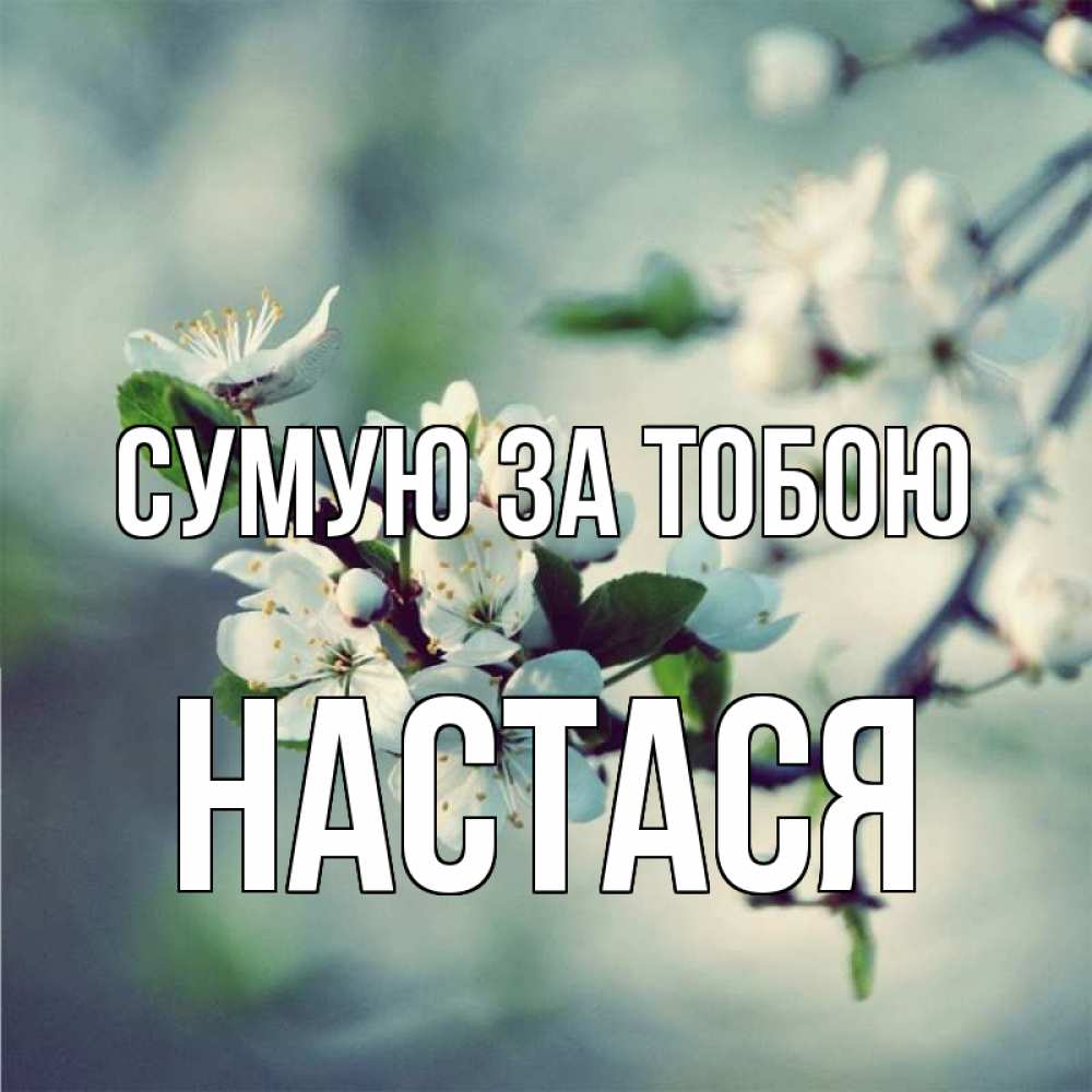 Открытка на каждый день з підписом, Настася Сумую за тобою весна Прикольна листівка з побажанням онлайн скачати безкоштовно 