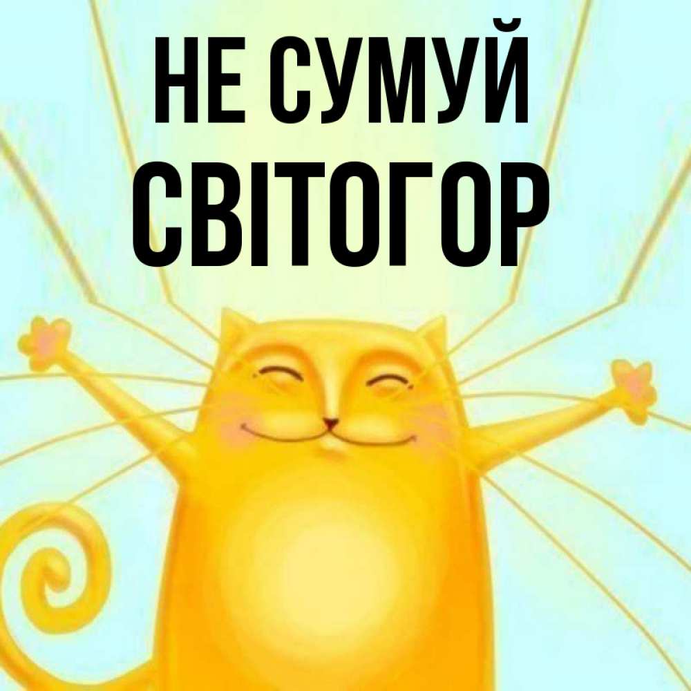 Открытка на каждый день з підписом, Світогор Не сумуй обнимашки усатые Прикольна листівка з побажанням онлайн скачати безкоштовно 