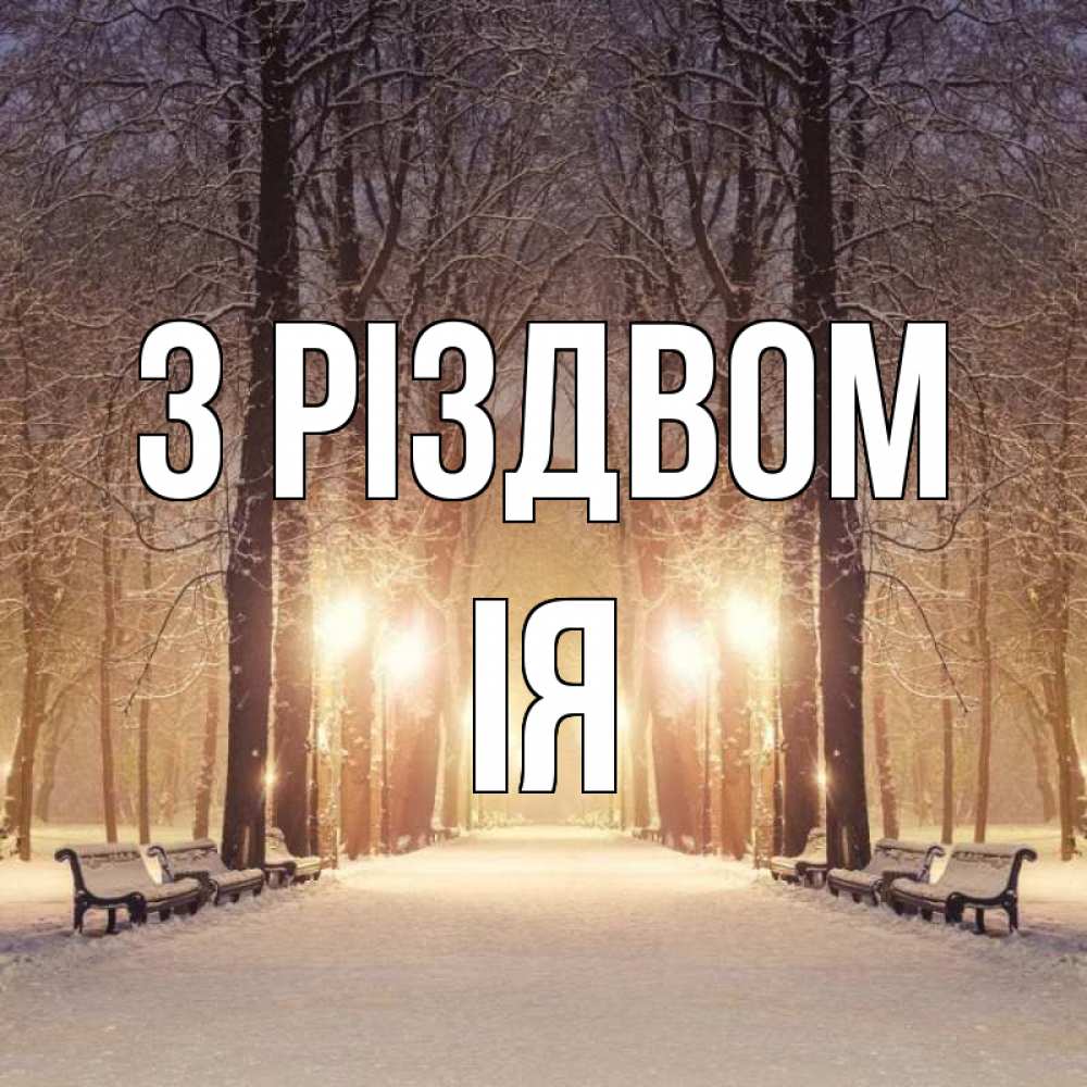 Открытка на каждый день з підписом, Ія З Різдвом зима, парк, фонарь, лес Прикольна листівка з побажанням онлайн скачати безкоштовно 