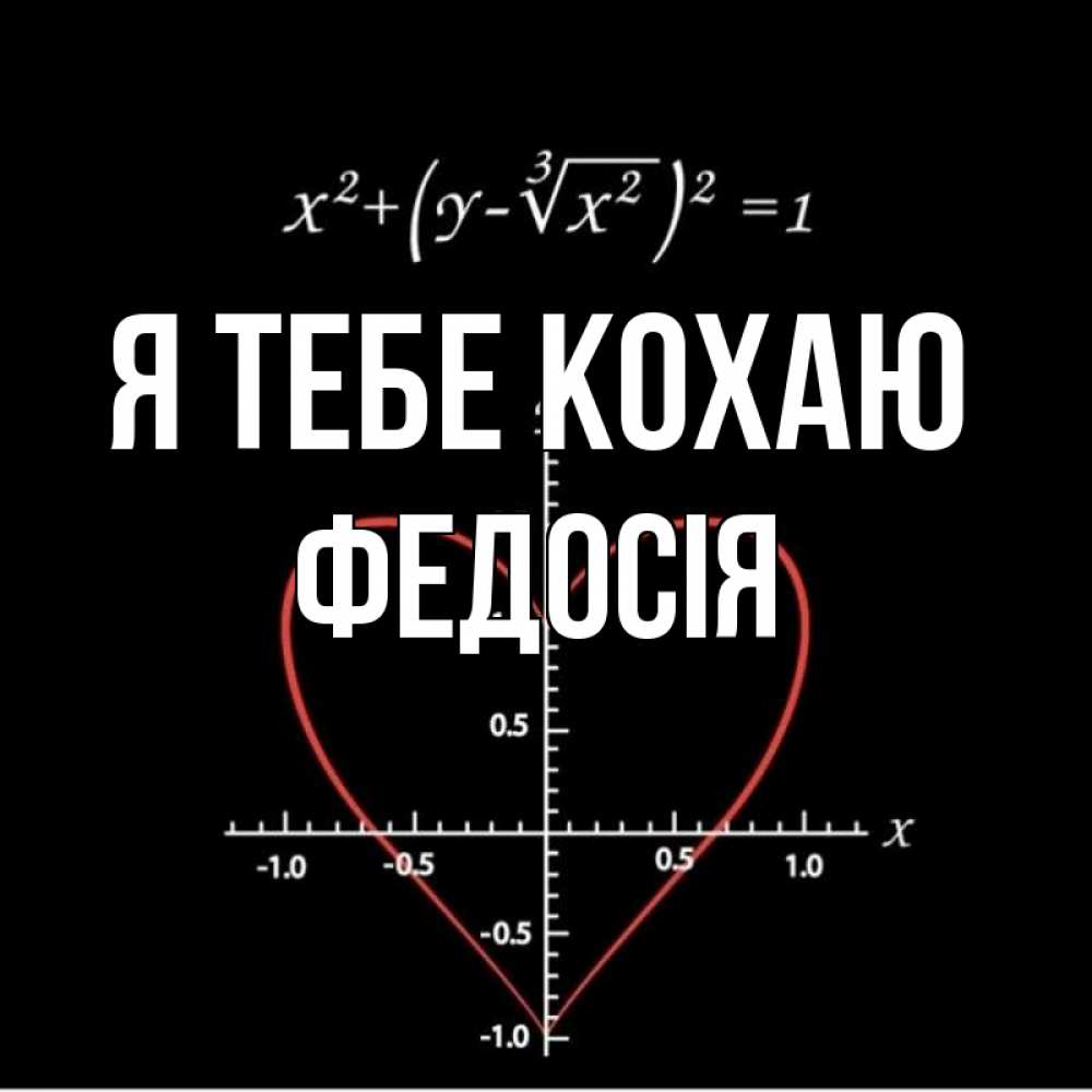 Открытка на каждый день з підписом, Федосія Я тебе кохаю сердечная формула Прикольна листівка з побажанням онлайн скачати безкоштовно 