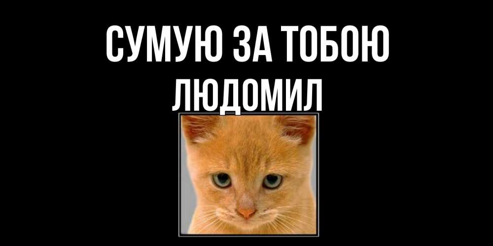 Открытка на каждый день з підписом, Людомил Сумую за тобою открытки рыжий котенок скучает по тебе Прикольна листівка з побажанням онлайн скачати безкоштовно 
