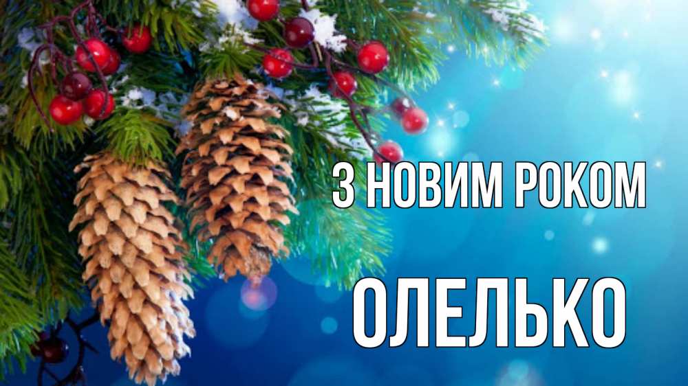 Открытка на каждый день з підписом, Олелько З новим роком Новый год, ель, шишки Прикольна листівка з побажанням онлайн скачати безкоштовно 