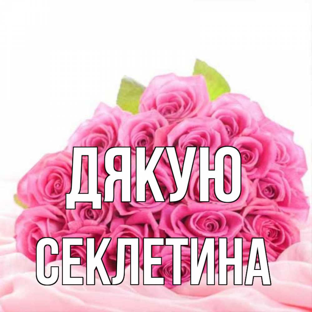 Открытка на каждый день з підписом, Секлетина Дякую розовые розы с подписью Прикольна листівка з побажанням онлайн скачати безкоштовно 