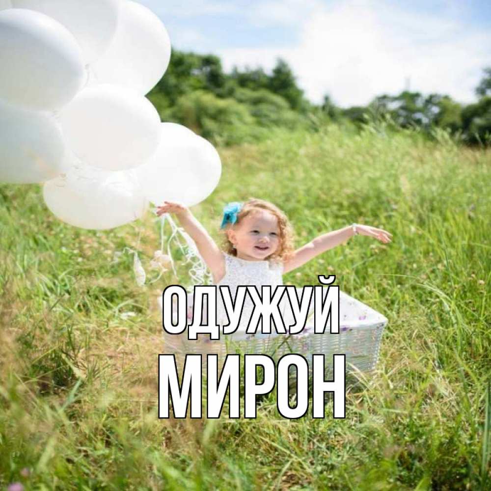 Открытка на каждый день з підписом, Мирон Одужуй девочка сидит в корзине наверное от этого больной должен выздороветь Прикольна листівка з побажанням онлайн скачати безкоштовно 