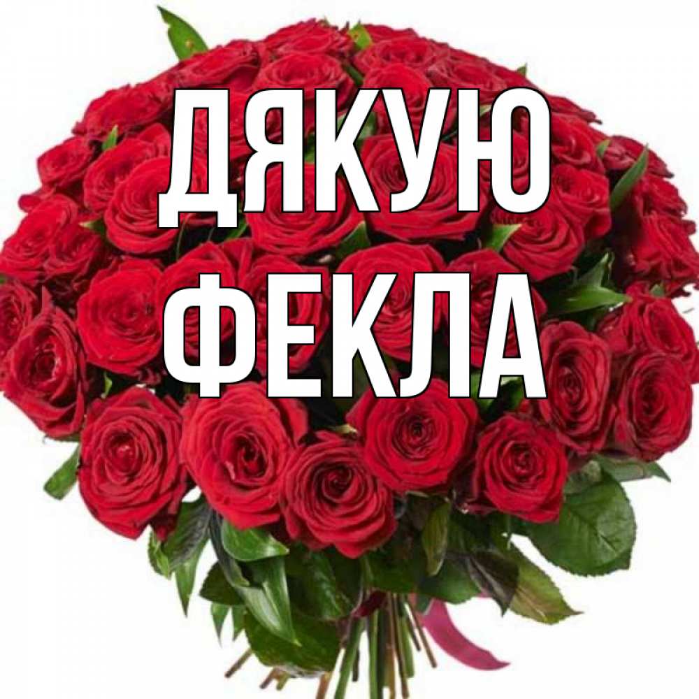 Открытка на каждый день з підписом, Фекла Дякую букет красных роз Прикольна листівка з побажанням онлайн скачати безкоштовно 