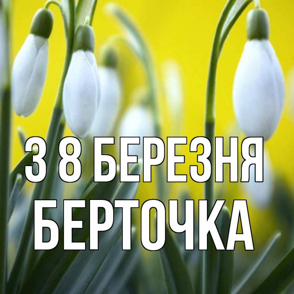 Открытка на каждый день з підписом, Берточка З 8 БЕРЕЗНЯ весенние цветы Прикольна листівка з побажанням онлайн скачати безкоштовно 