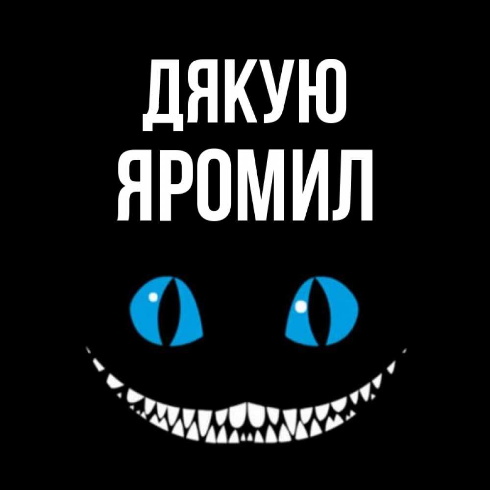 Открытка на каждый день з підписом, Яромил Дякую благодарю от чеширика Прикольна листівка з побажанням онлайн скачати безкоштовно 
