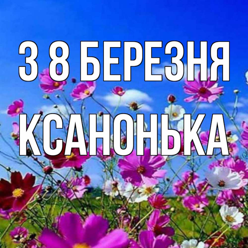 Открытка на каждый день з підписом, Ксанонька З 8 БЕРЕЗНЯ цветы Прикольна листівка з побажанням онлайн скачати безкоштовно 