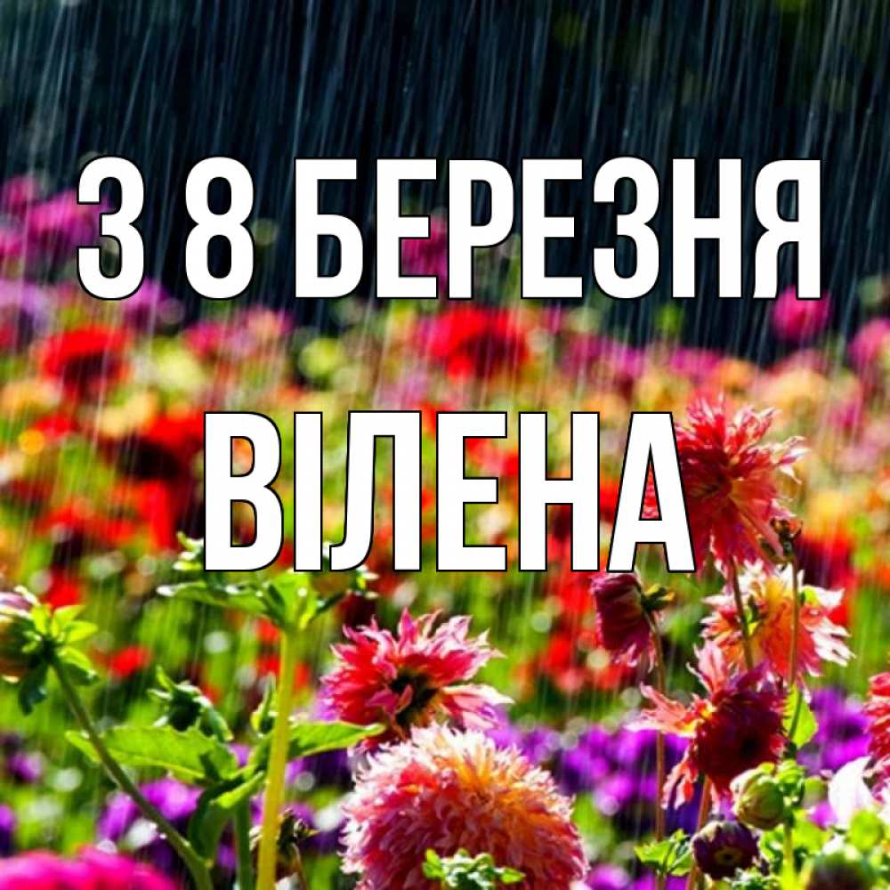 Открытка на каждый день з підписом, Вілена З 8 БЕРЕЗНЯ цветы под дождиком к международному женскому дню Прикольна листівка з побажанням онлайн скачати безкоштовно 
