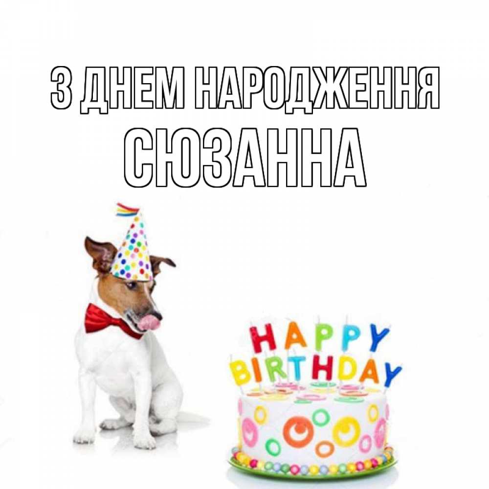 Открытка на каждый день з підписом, Сюзанна З Днем народження праздник Прикольна листівка з побажанням онлайн скачати безкоштовно 