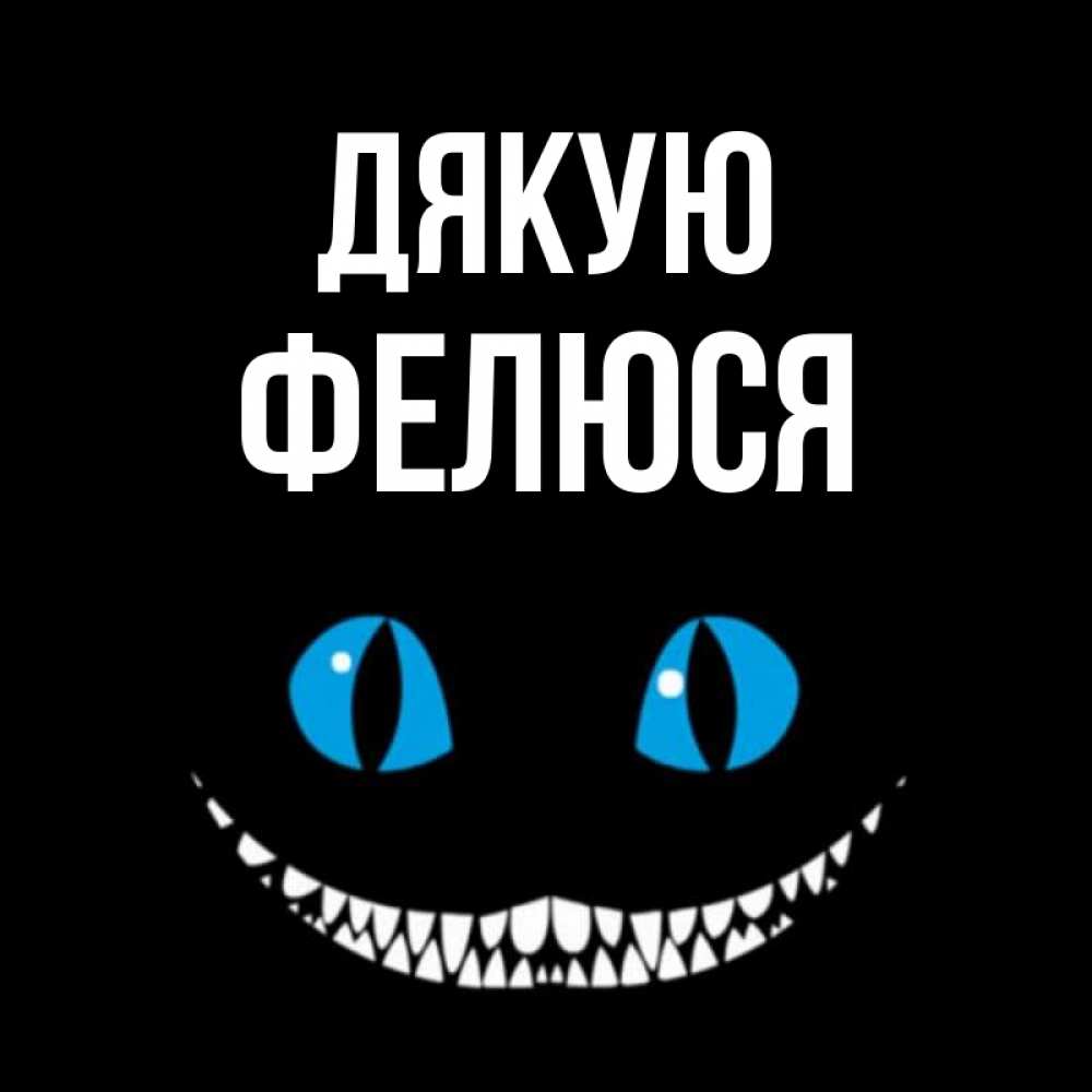 Открытка на каждый день з підписом, Фелюся Дякую благодарю от чеширика Прикольна листівка з побажанням онлайн скачати безкоштовно 