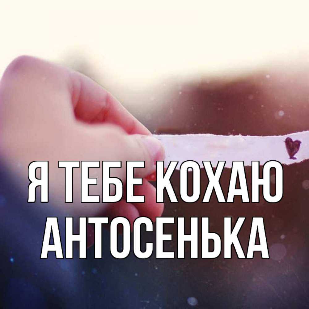 Открытка на каждый день з підписом, Антосенька Я тебе кохаю для тебя Прикольна листівка з побажанням онлайн скачати безкоштовно 