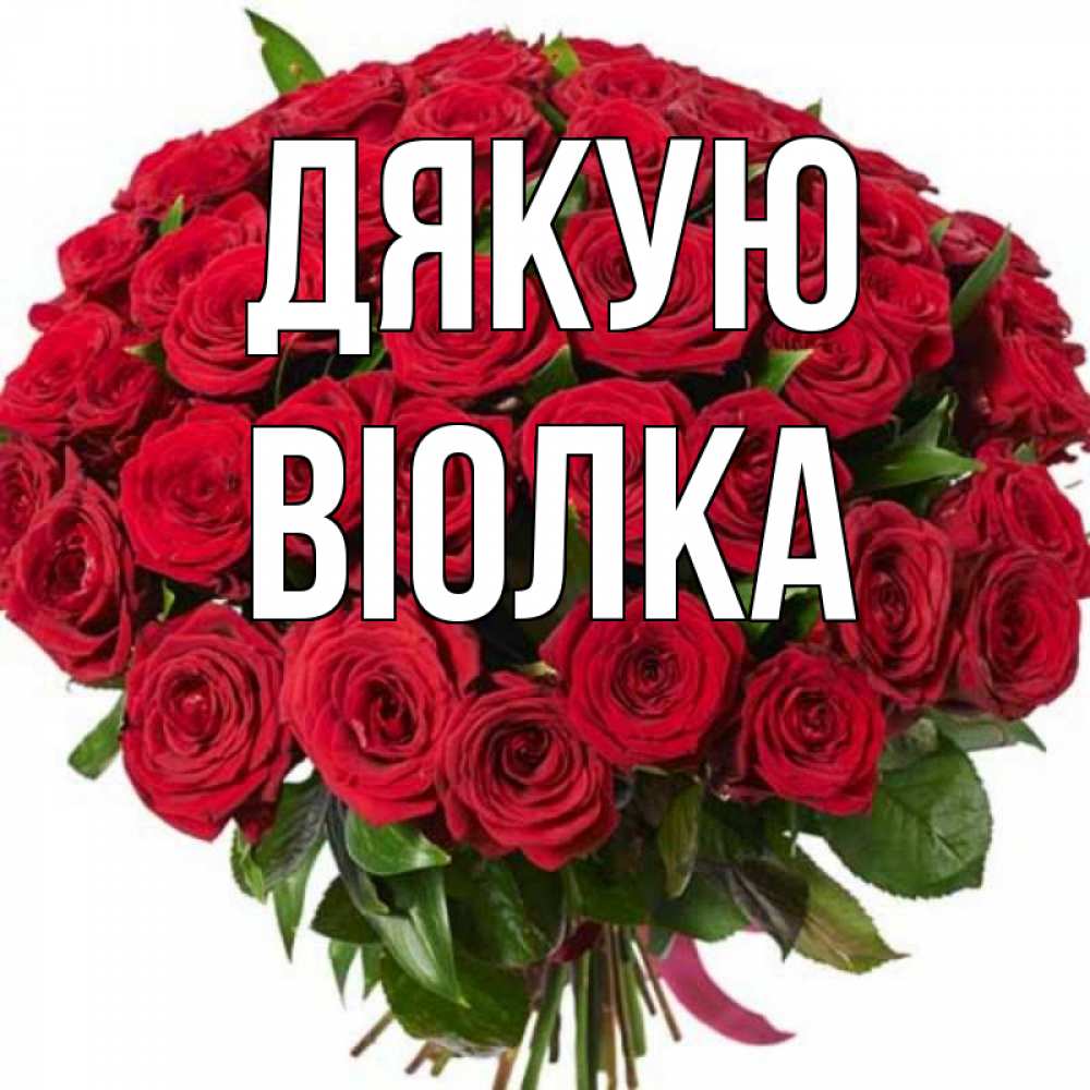 Открытка на каждый день з підписом, Віолка Дякую букет красных роз Прикольна листівка з побажанням онлайн скачати безкоштовно 