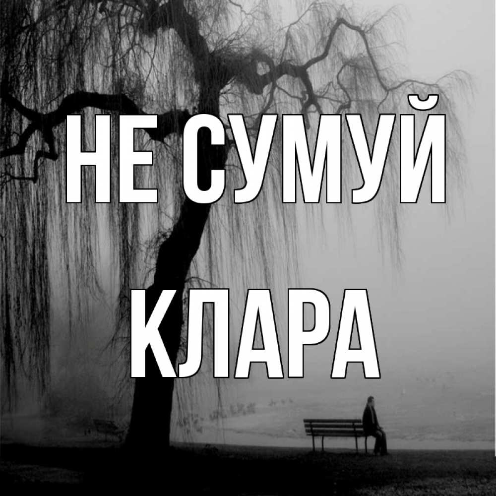 Открытка на каждый день з підписом, Клара Не сумуй висящие ветки дерева и лавочка под деревом Прикольна листівка з побажанням онлайн скачати безкоштовно 