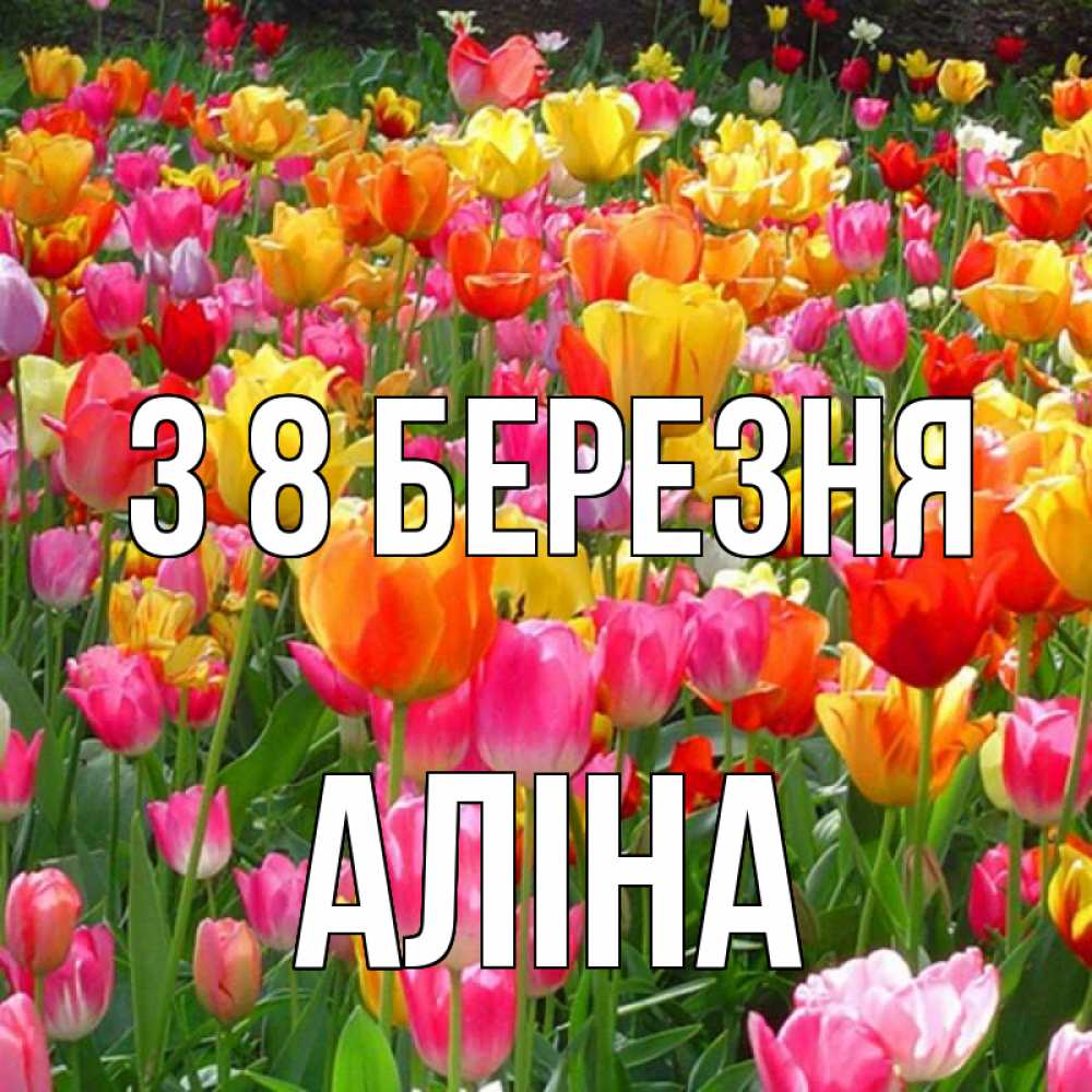 Открытка на каждый день з підписом, Аліна З 8 БЕРЕЗНЯ на международный женский день Прикольна листівка з побажанням онлайн скачати безкоштовно 