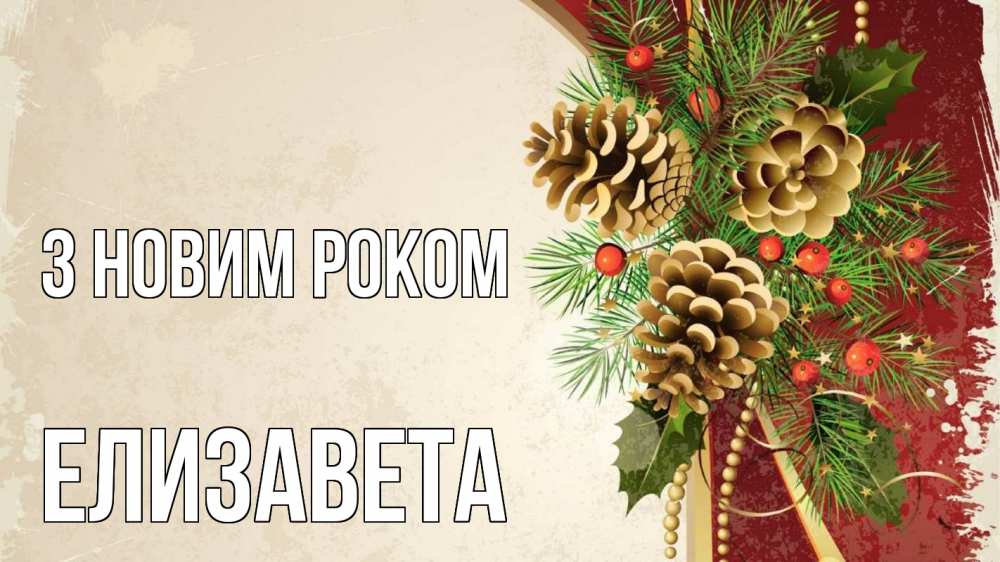 Открытка на каждый день з підписом, Елизавета З новим роком шишки Прикольна листівка з побажанням онлайн скачати безкоштовно 
