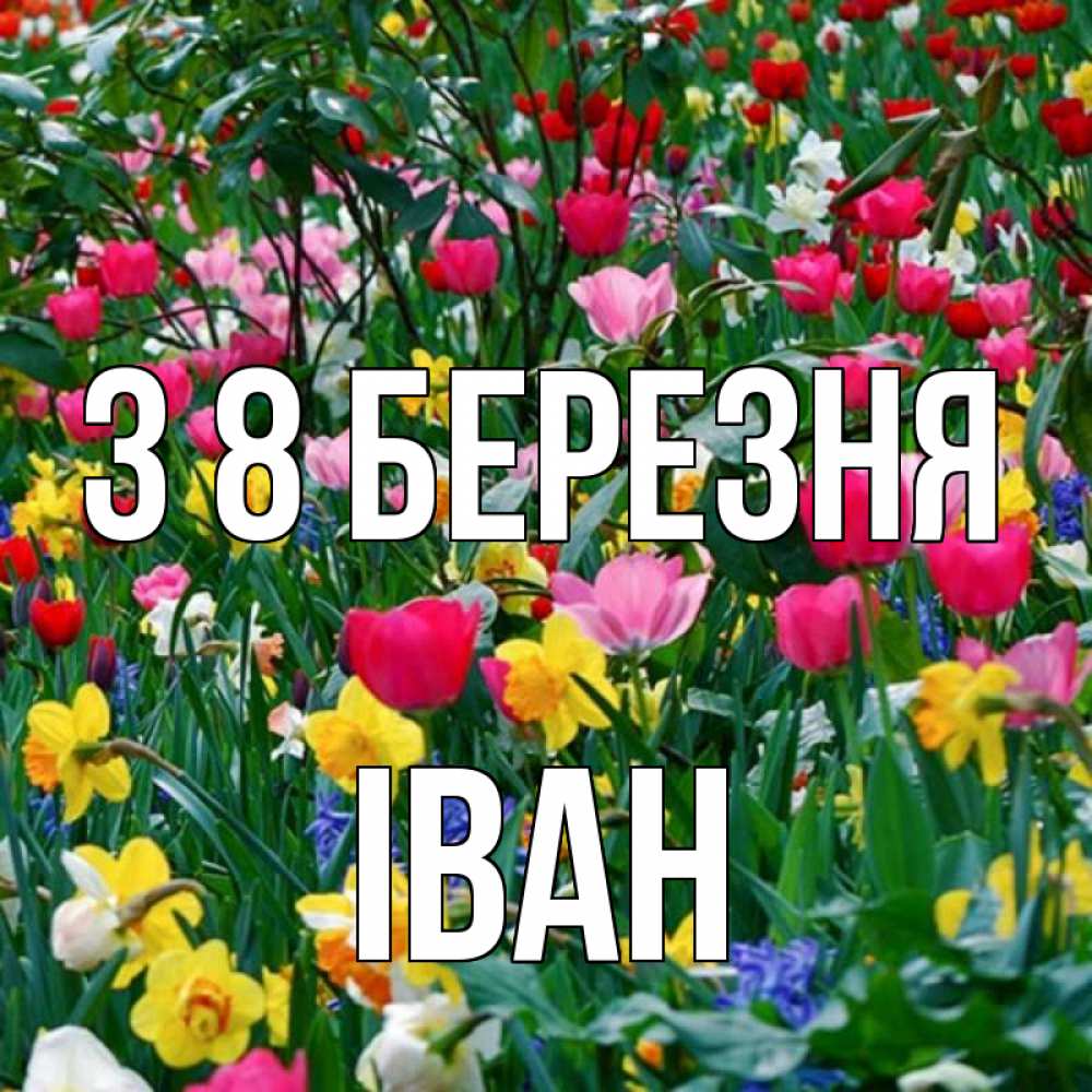 Открытка на каждый день з підписом, Іван З 8 БЕРЕЗНЯ с международным женским днем поздравления для женщины Прикольна листівка з побажанням онлайн скачати безкоштовно 
