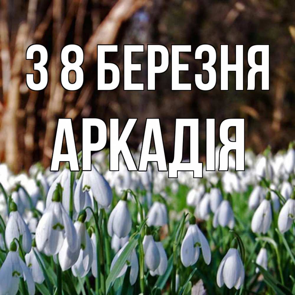 Открытка на каждый день з підписом, Аркадія З 8 БЕРЕЗНЯ с подснежниками 1 Прикольна листівка з побажанням онлайн скачати безкоштовно 