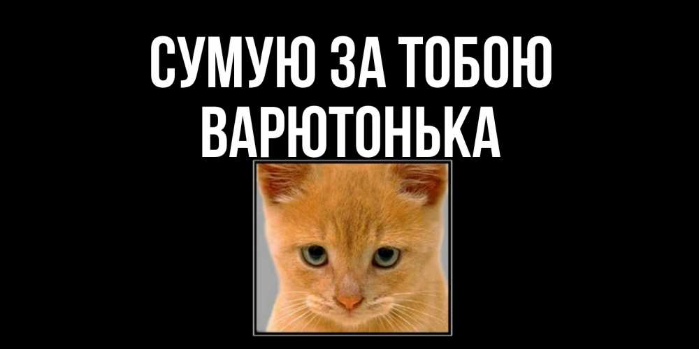 Открытка на каждый день з підписом, Варютонька Сумую за тобою открытки рыжий котенок скучает по тебе Прикольна листівка з побажанням онлайн скачати безкоштовно 