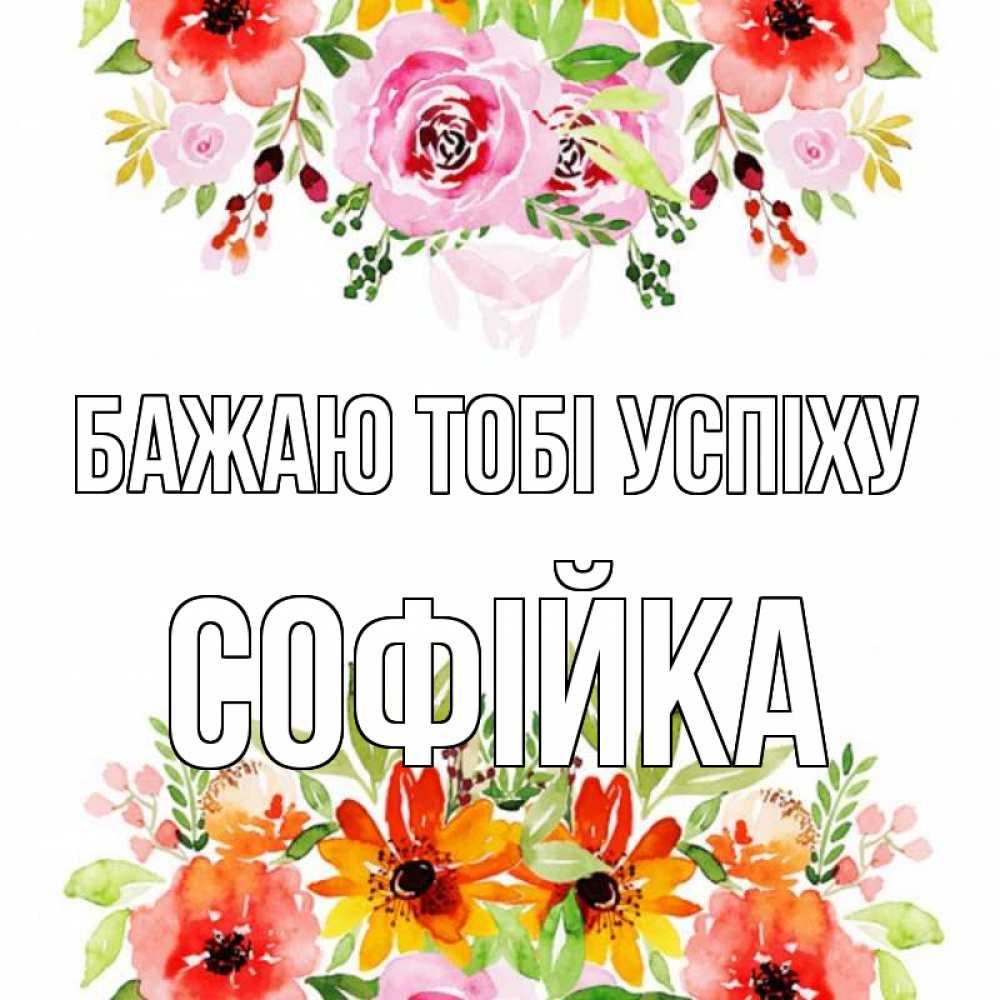 Открытка на каждый день з підписом, Софійка Бажаю тобі успіху открытка с цветами акварелью Прикольна листівка з побажанням онлайн скачати безкоштовно 